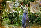 Berthe Morisot Famous Paintings - Peasant Hanging out the Washing